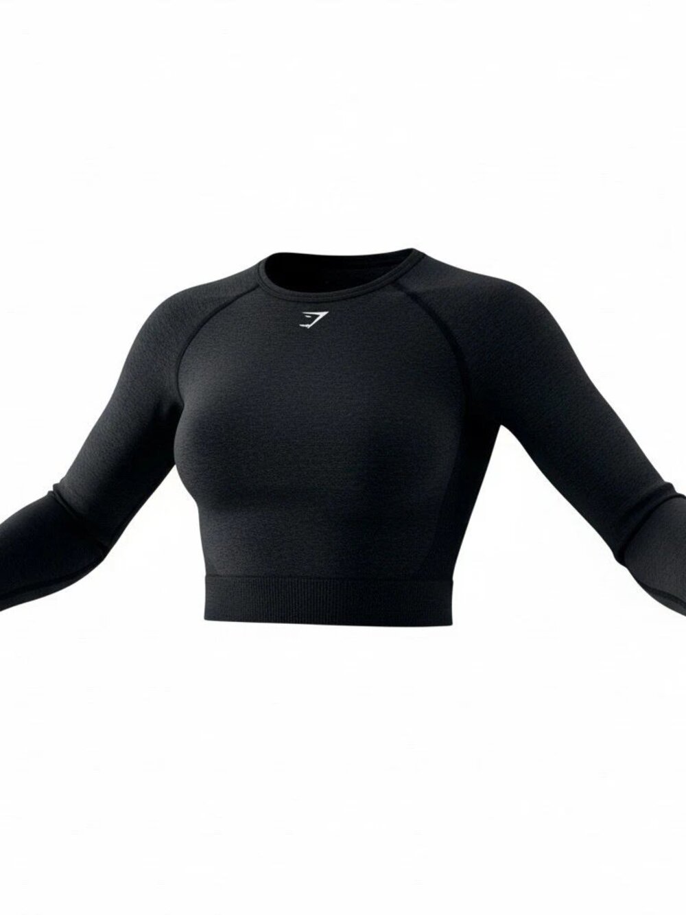 Gymshark Women's XS Sleek Black Crop Top Long Sleeve Sexy Running EUC X Small